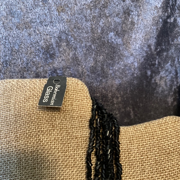 Vintage Multi Strand Black Bohemian Glass Necklace - Picture 2 of 4